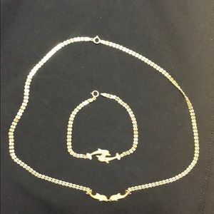 Vintage Real 14 k gold bracelet and necklace set